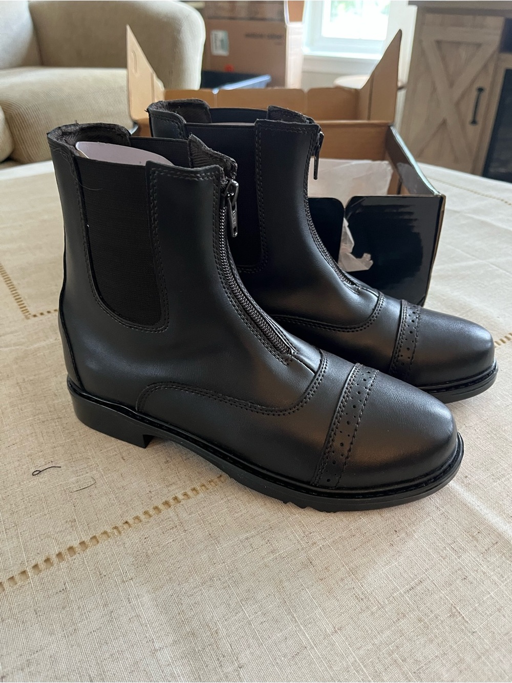TuffRider Ladies Starter Front Zip Mocha Brown Paddock Boots 3042-1186 - Size 6